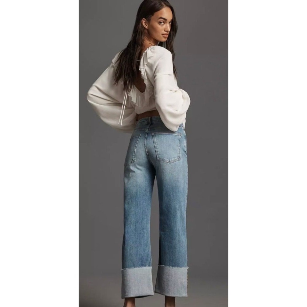 Anthropologie The Scotty Cuffed High-Rise Straight-Leg Jean by Pilcro Sz 30 - Picture 2 of 4